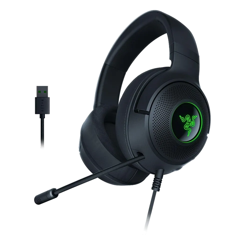 Razer Kraken V3 X — headset gamer USB com iluminação Chroma RGB