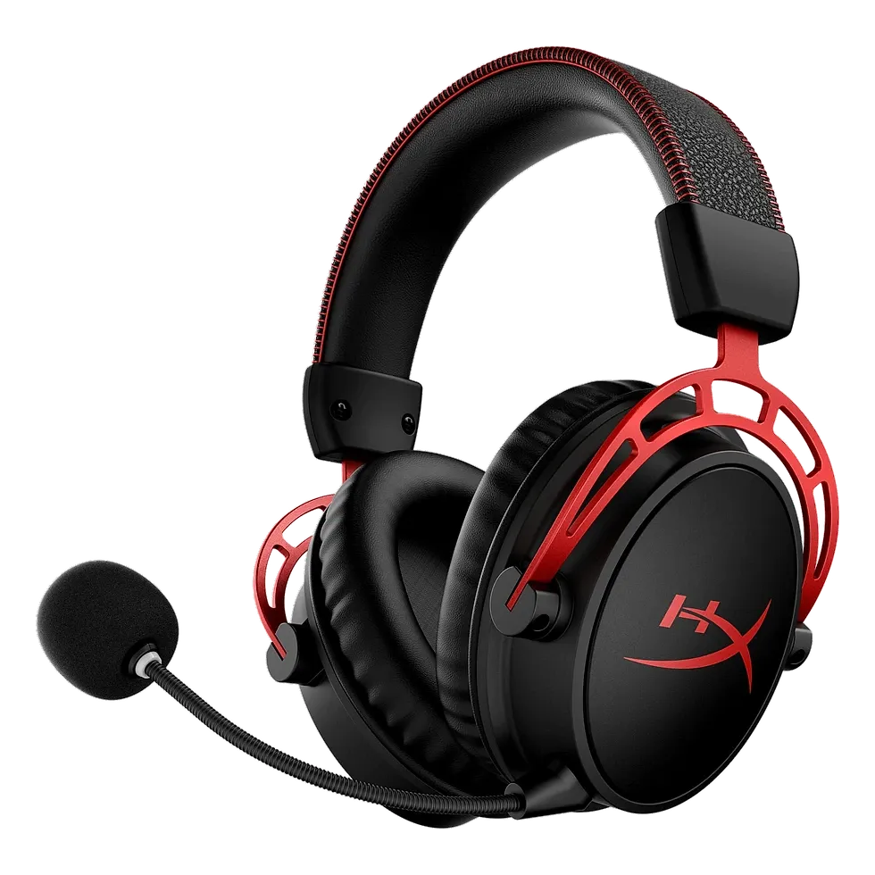 Headset gamer sem fio HyperX Cloud Alpha Wireless vermelho e preto com microfone destacável