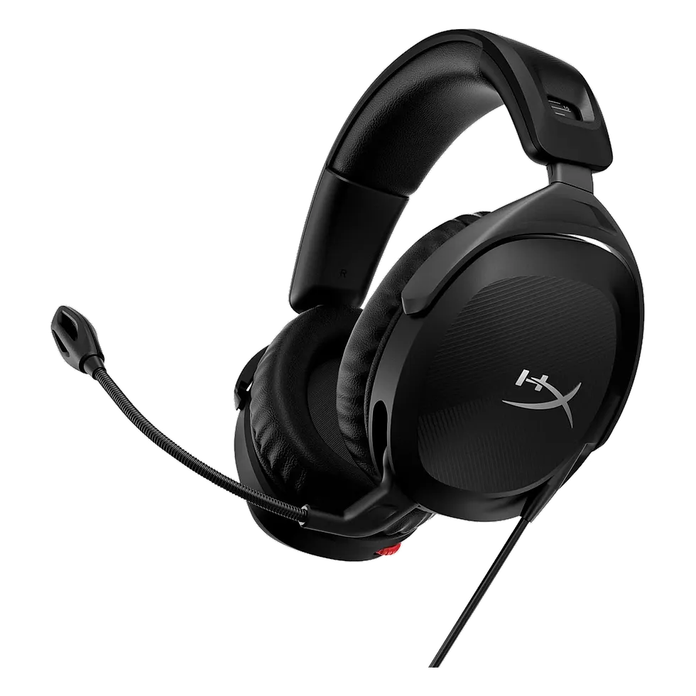 Headset gamer HyperX Cloud Stinger 2 preto com microfone com mute automático ao levantar