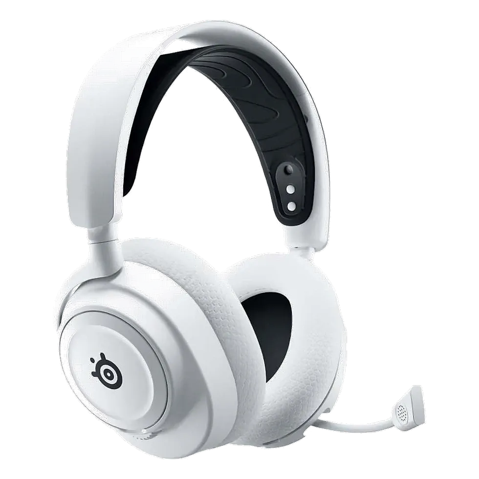 Headset gamer SteelSeries Arctis Nova 7X branco wireless com headband suspenso e microfone retrátil