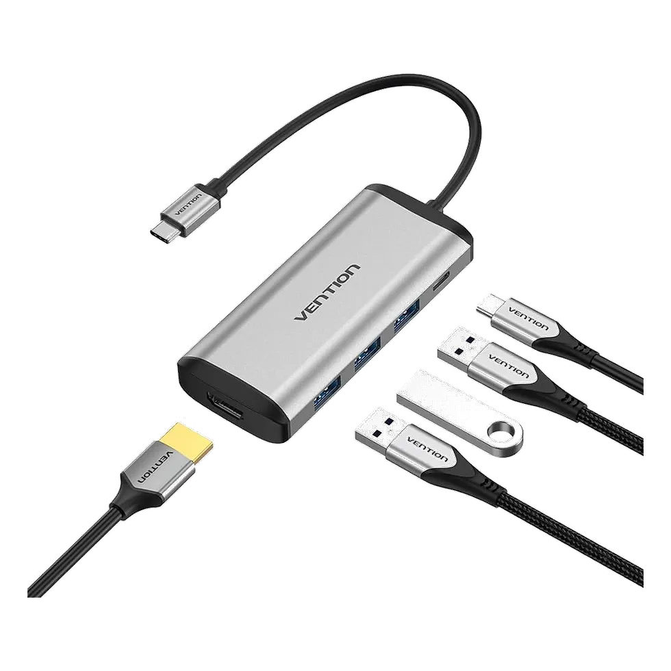 Vention hub USB-C compacto com saída HDMI e três portas USB 3.0
