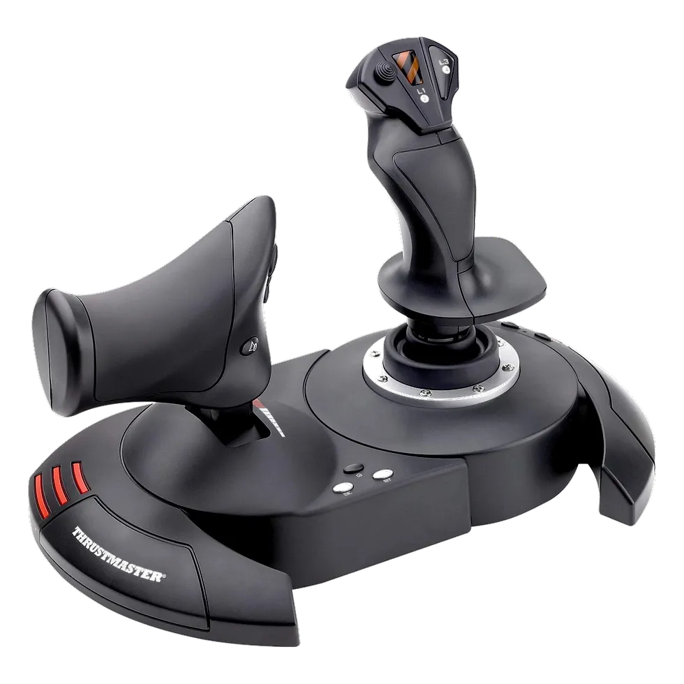 Thrustmaster T.Flight Hotas X com acelerador destacável e base preta com detalhes vermelhos