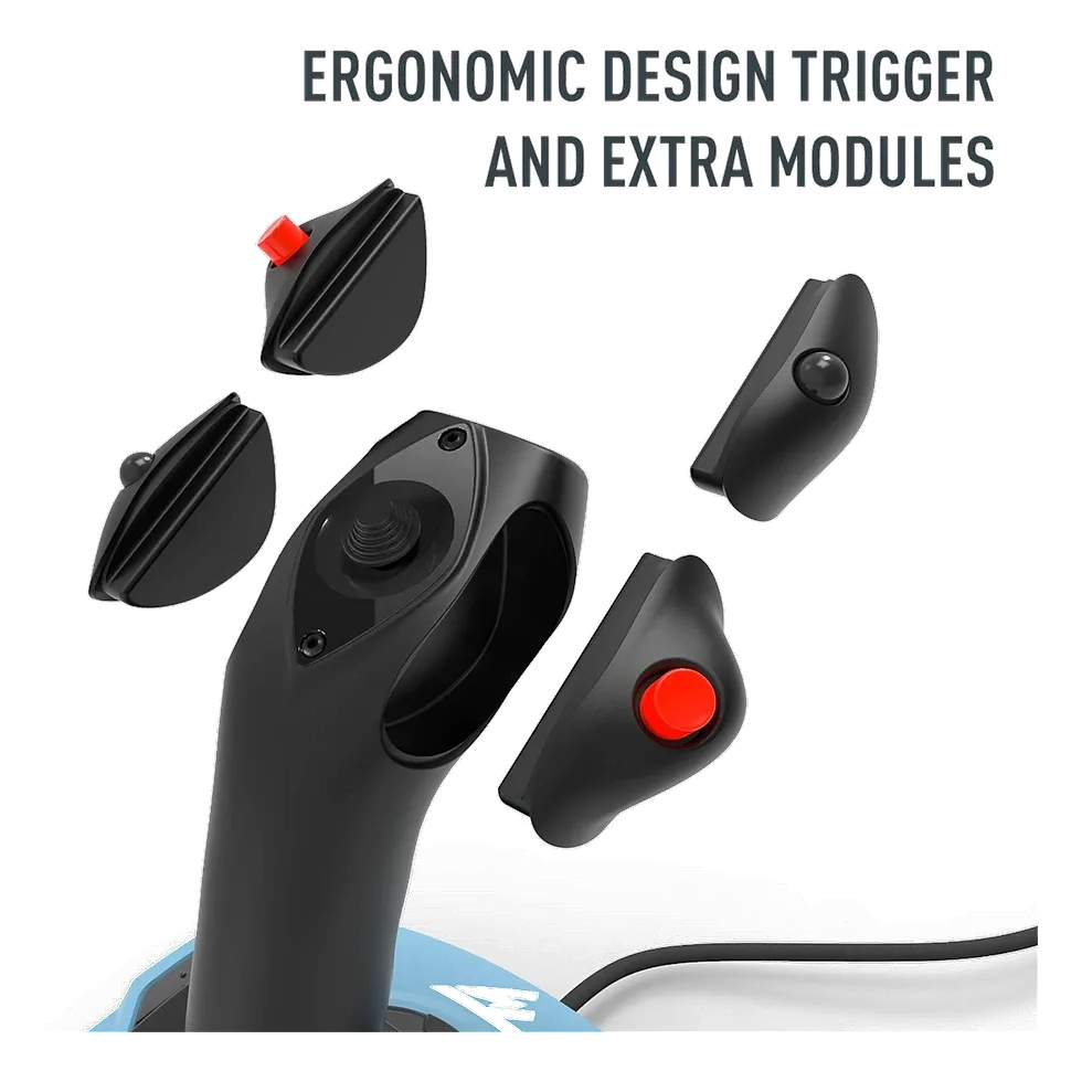 Thrustmaster TCA Sidestick Airbus Edition preto com os módulos extras destacáveis ao redor do manche