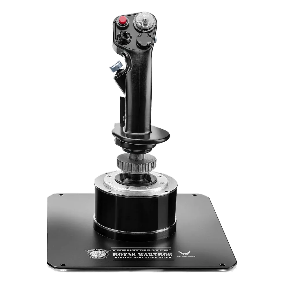 Thrustmaster HOTAS Warthog em metal preto com base marcada réplica USAF A-10C