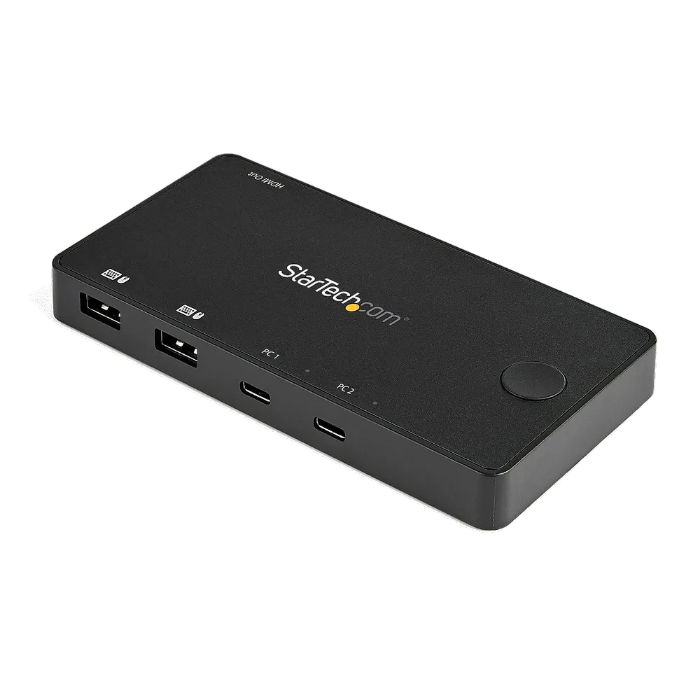 StarTech switch KVM USB-C compacto com duas portas tipo C e saída HDMI