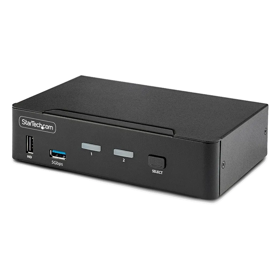 StarTech switch KVM DisplayPort 8K com portas USB 3.0 e botões de seleção