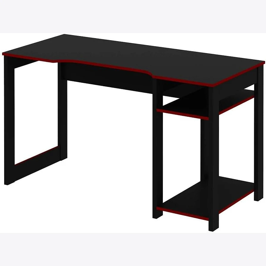 Mesa gamer Tecno Mobili ME4152 preta com tampo retangular e pés metálicos tubulares