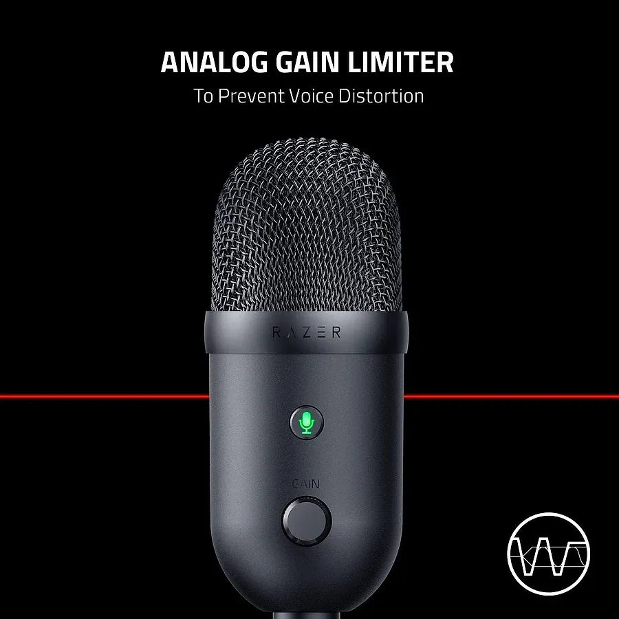 Razer Seiren V2 X microfone USB supercardioid com limitador analógico e controle de ganho
