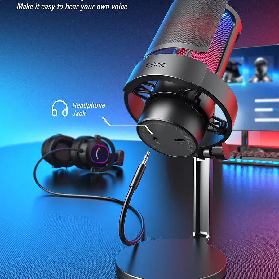 FIFINE A8 microfone USB condensador cardioide com braço articulado incluso na caixa