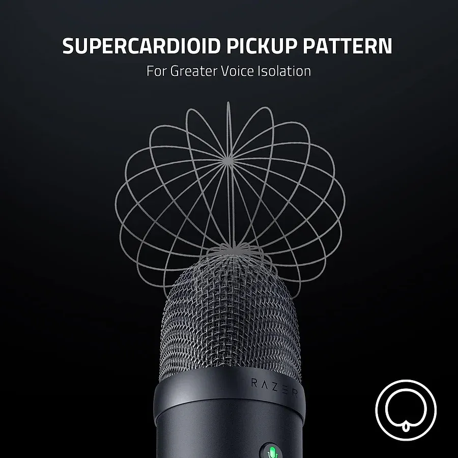 Razer Seiren V2 X microfone dinâmico USB supercardioide com rejeição de ruído para stream