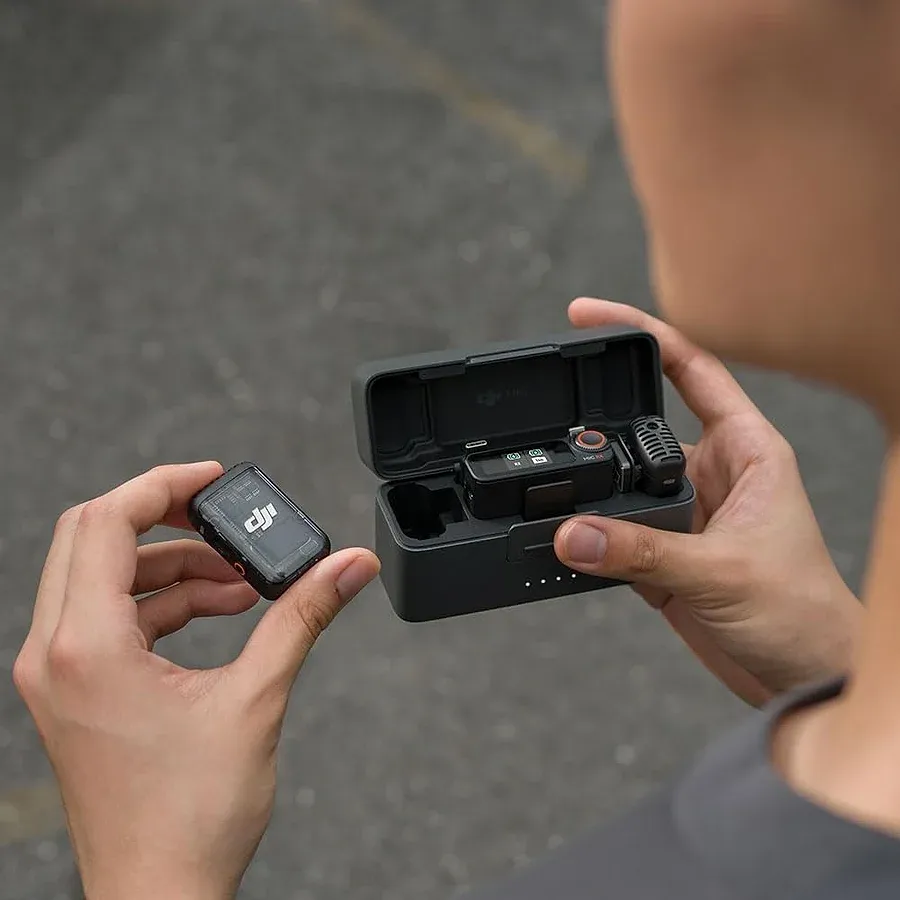 DJI Mic 2 kit transmissor e receptor lapela sem fio 2.4GHz com gravação 32-bit float