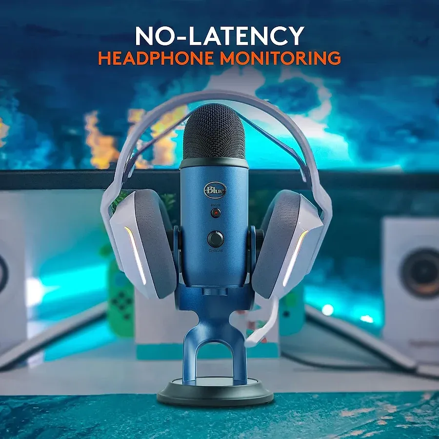 Blue Yeti microfone condensador USB com 4 padrões polares e saída de monitoramento para podcast