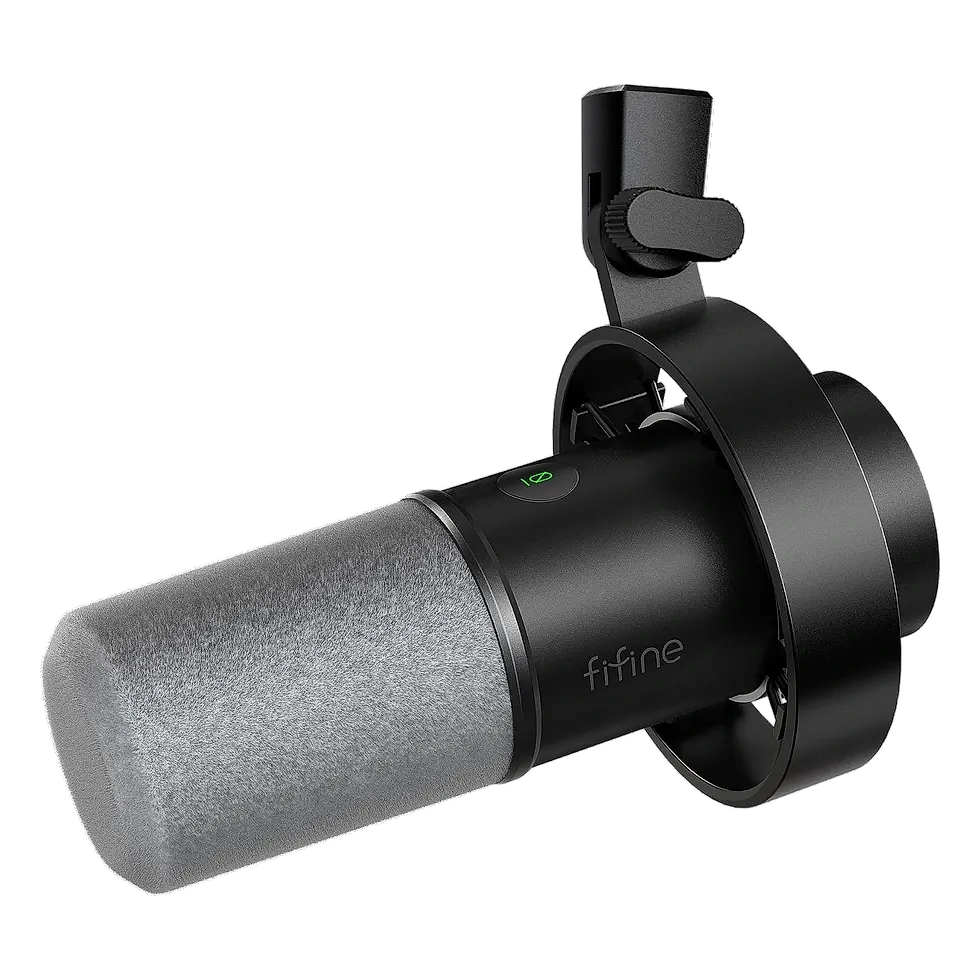 FIFINE Amplitank K688 microfone dinâmico USB XLR com suporte integrado e RGB para stream