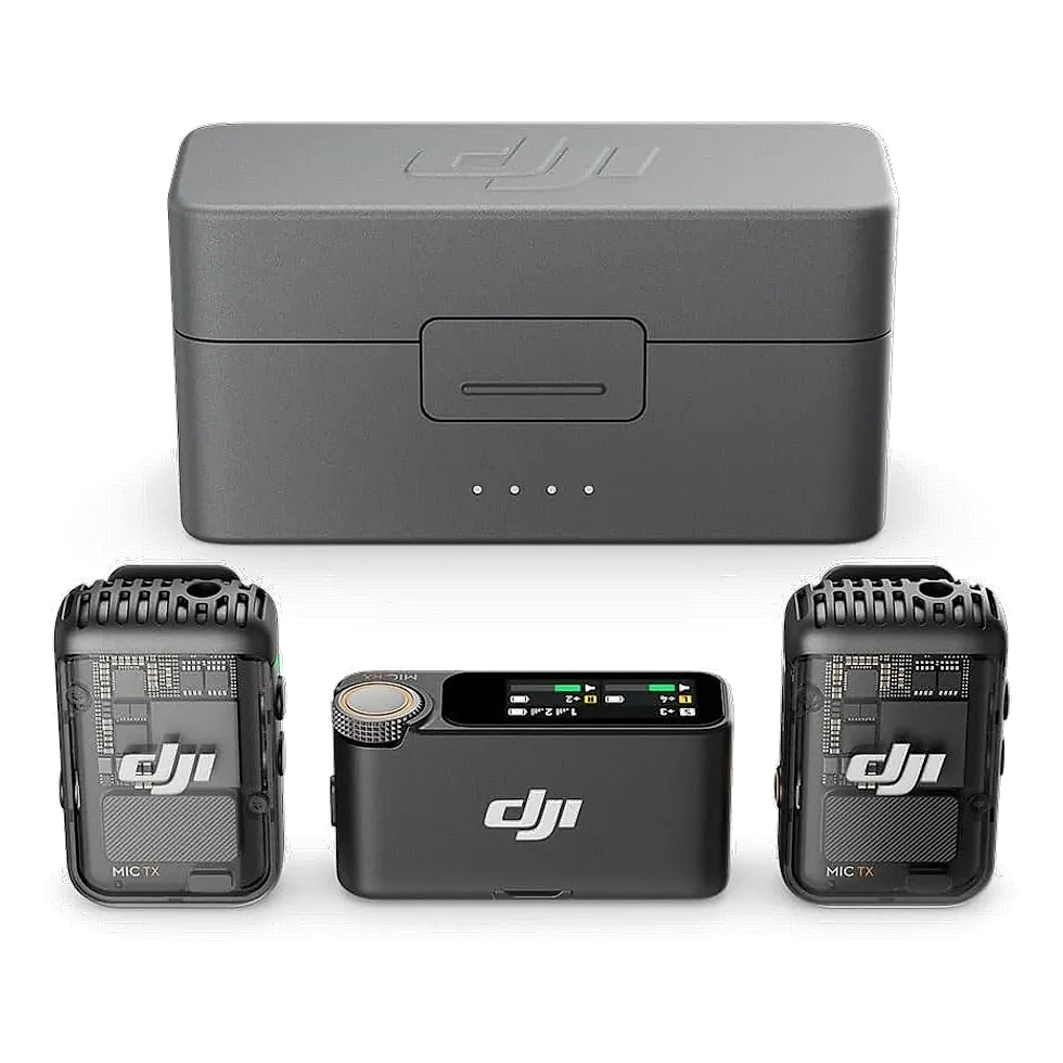 DJI Mic 2 sistema sem fio 2 transmissores e receptor com estojo de carregamento