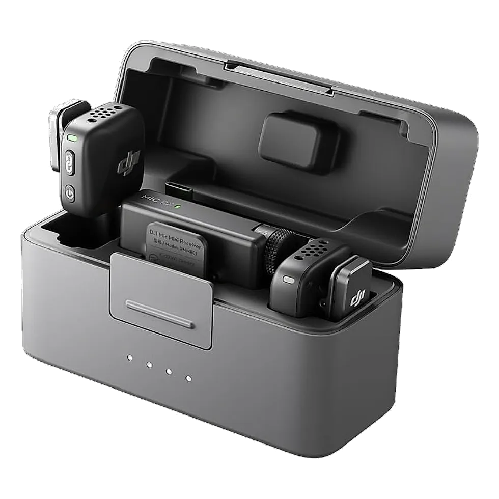 DJI Mic Mini sistema wireless compacto com dois transmissores e receptor para celular