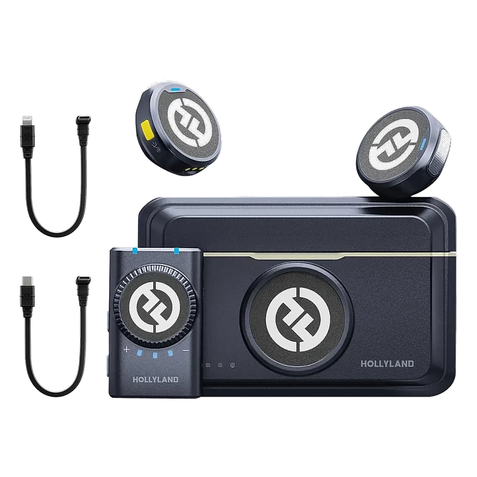 Hollyland Lark M2 microfone sem fio com dois transmissores e receptor 300 metros