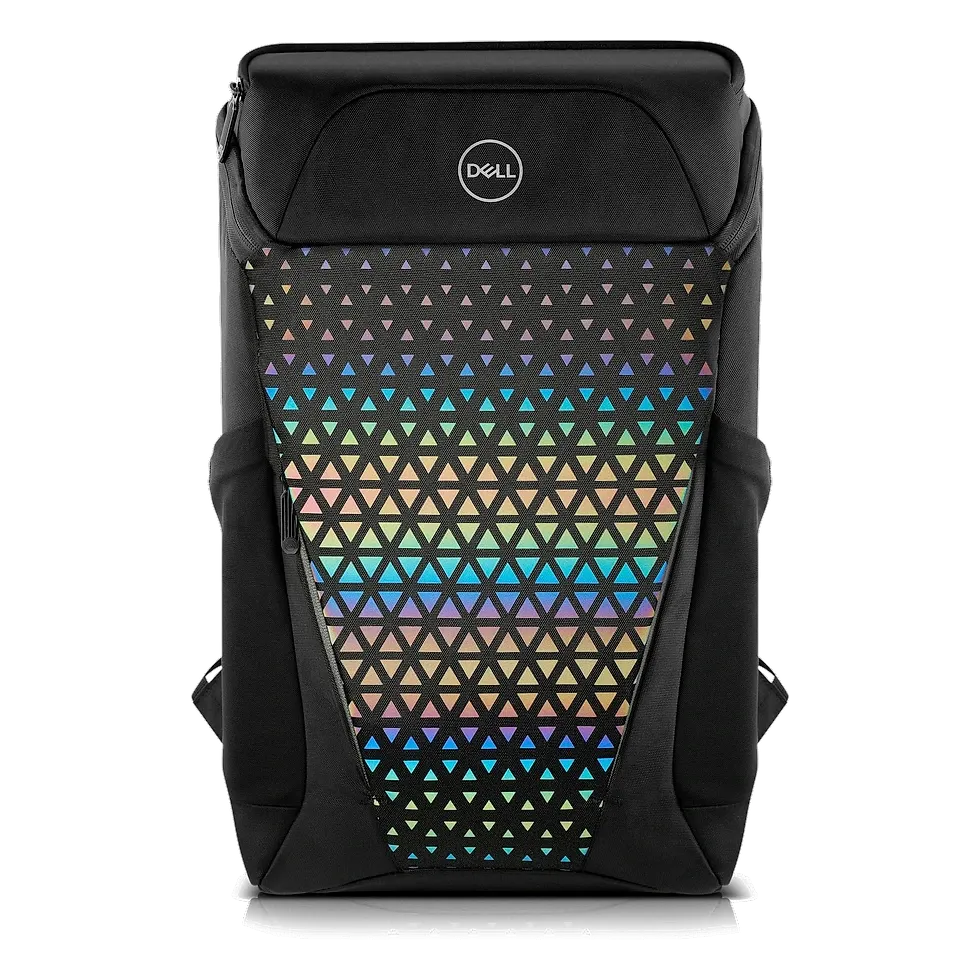 Mochila Dell Gaming 140T preta com painel frontal refletivo e compartimento para notebook até 17 polegadas