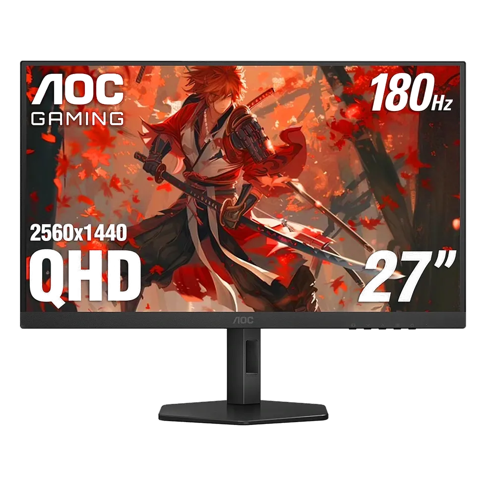 AOC Q27G4XN monitor gamer 27 polegadas QHD 1440p IPS 180Hz plano Adaptive-Sync base ajustável