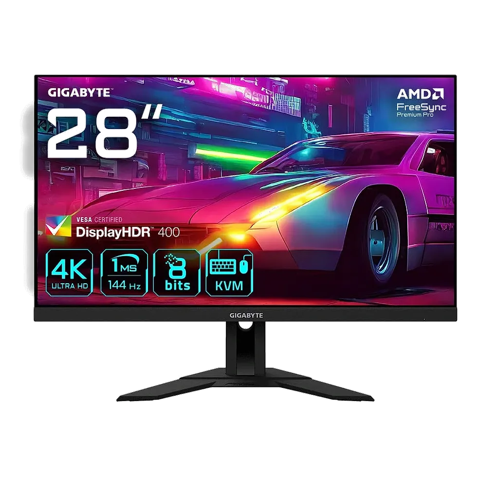 Gigabyte M28U monitor gamer 28 polegadas 4K IPS 144Hz com KVM USB-C e HDMI 2.1