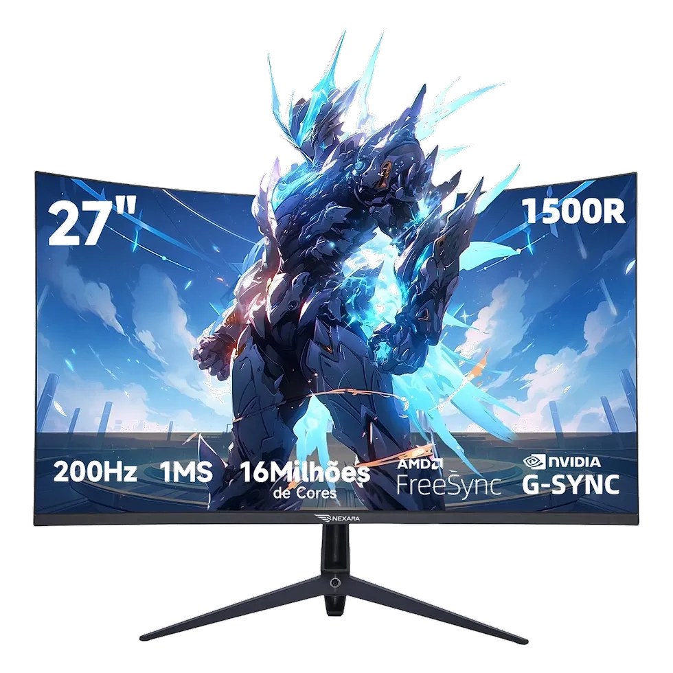 Monitor gamer curvo 27 polegadas Full HD 200Hz 1ms com sincronização adaptativa
