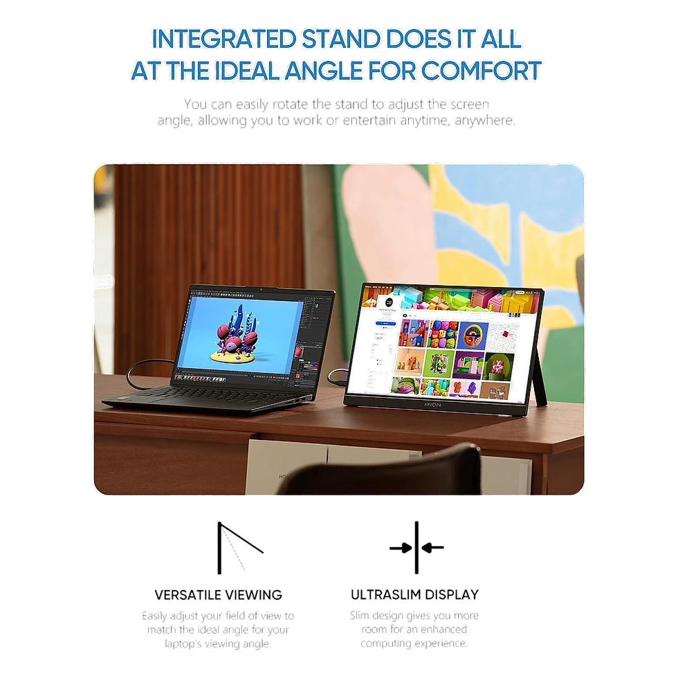 ARZOPA A1 portátil de 15,6 polegadas Full HD IPS com entradas USB-C e mini HDMI