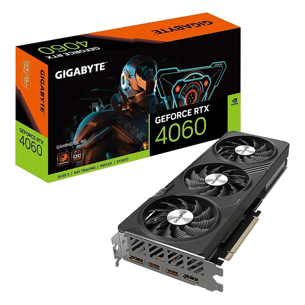 Placa de vídeo Gigabyte GeForce RTX 4060 Gaming OC 8GB GDDR6 com cooler Windforce dual-fan