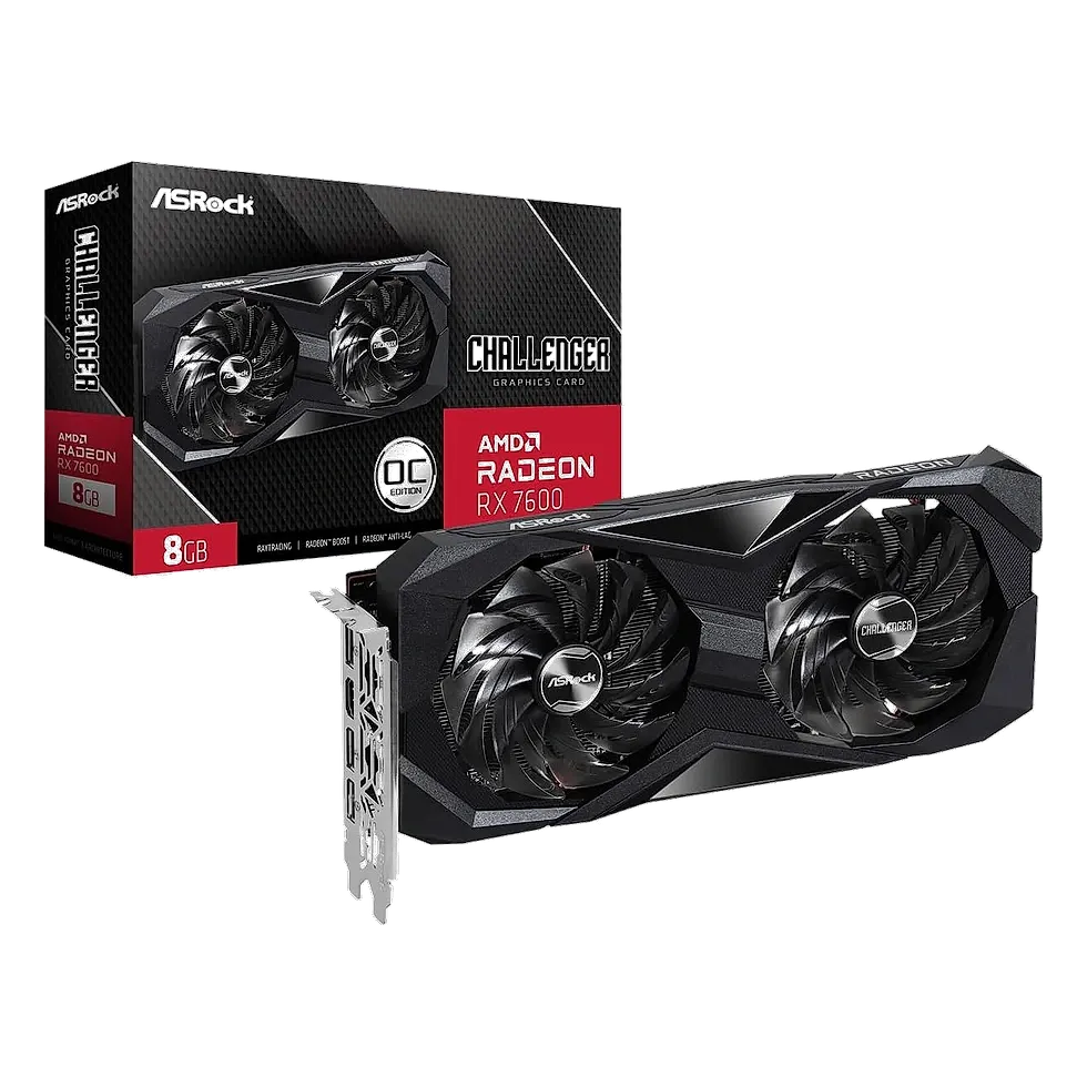 Placa de vídeo ASRock Radeon RX 7600 Challenger OC 8GB GDDR6 com cooler duplo para Full HD