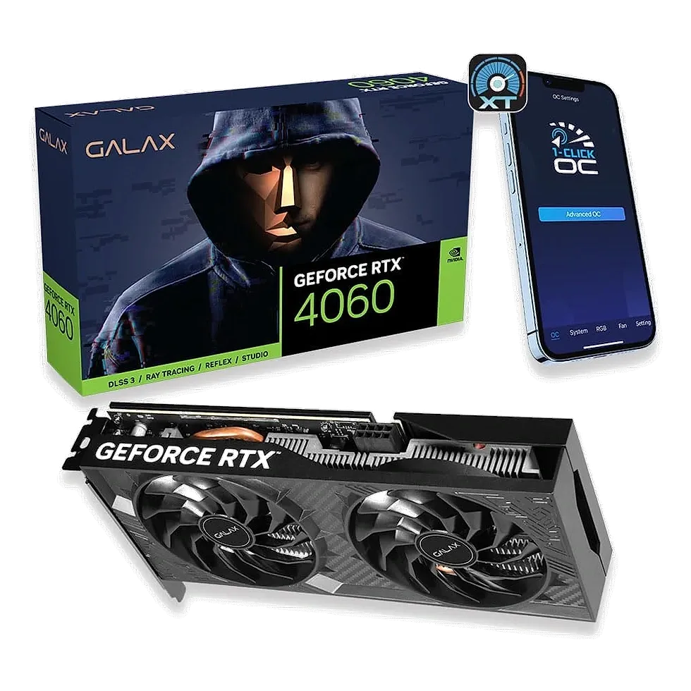 GALAX GeForce RTX 4060 1-Click OC 2X V2 8GB GDDR6 placa de vídeo compacta