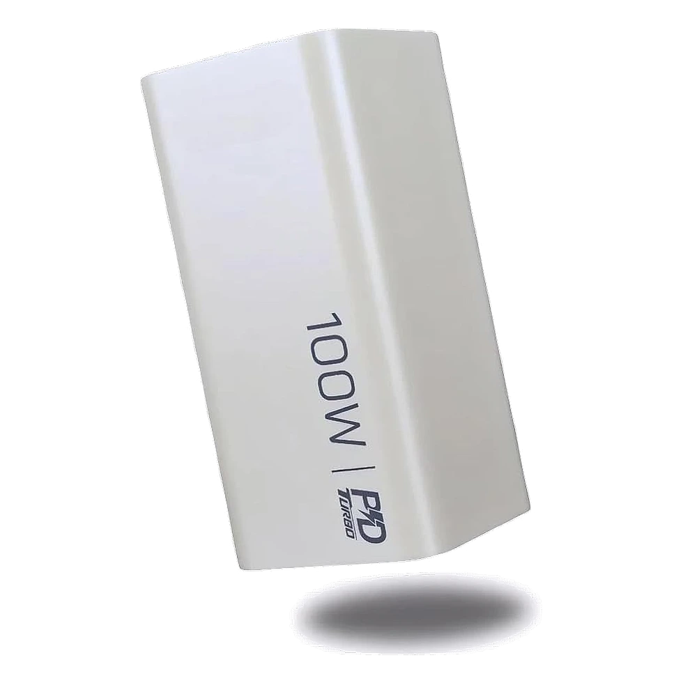 Power bank preto Peining com alça de couro e portas USB-C duplas