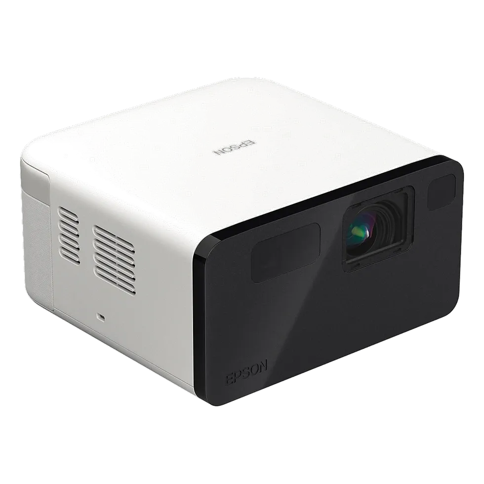 Epson EpiqVision EF21 projetor branco e preto Diamante visto em ângulo lateral