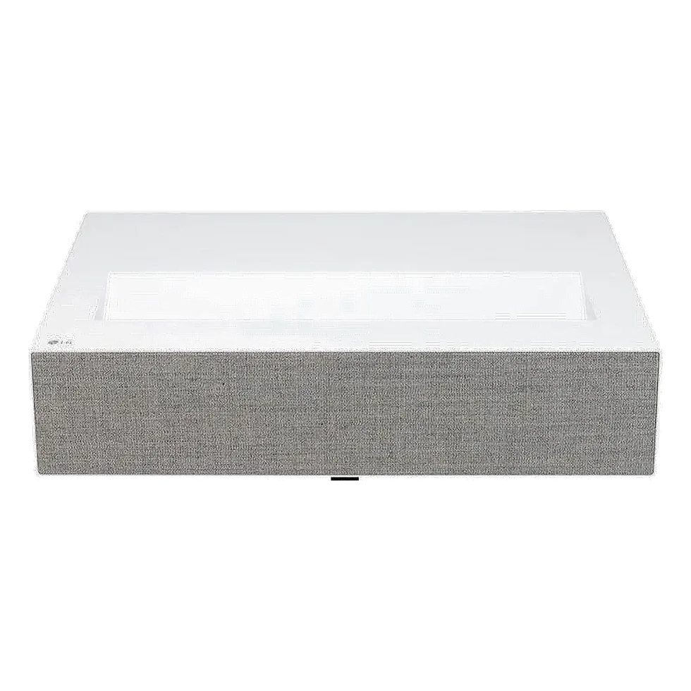 LG CineBeam HU715QW projetor ultra curta distância branco e cinza com grade frontal