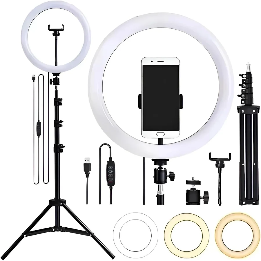 Ring light 10 polegadas de mesa com suporte compacto para streaming no computador