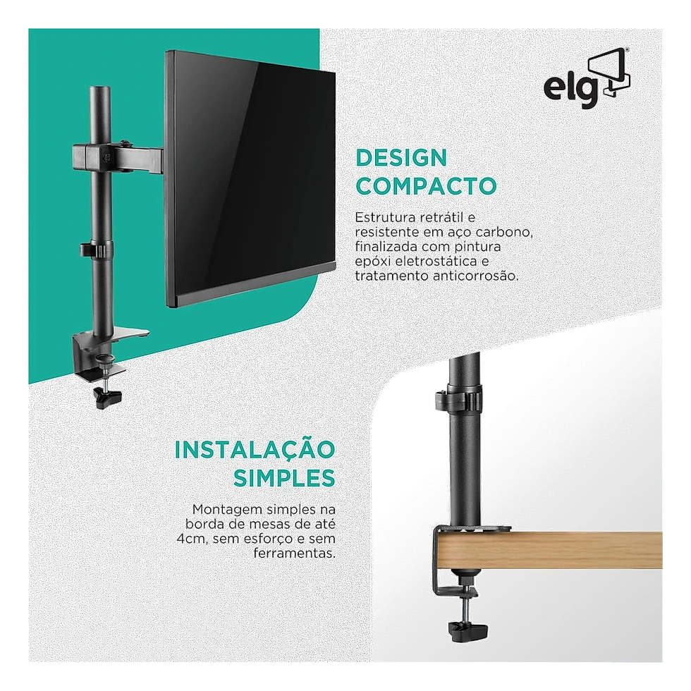 ELG F50N suporte articulado de entrada com fixação por grampo de mesa