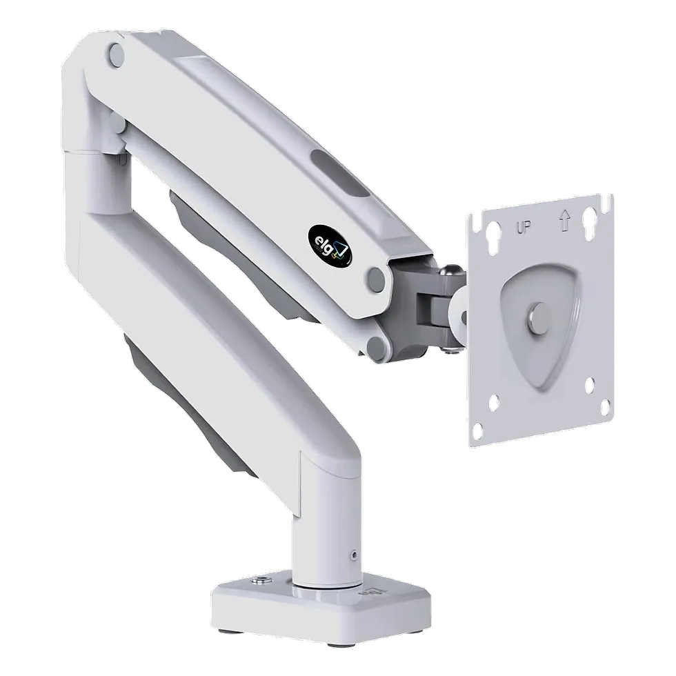 ELG F80W suporte articulado branco com pistão a gás para monitor de mesa