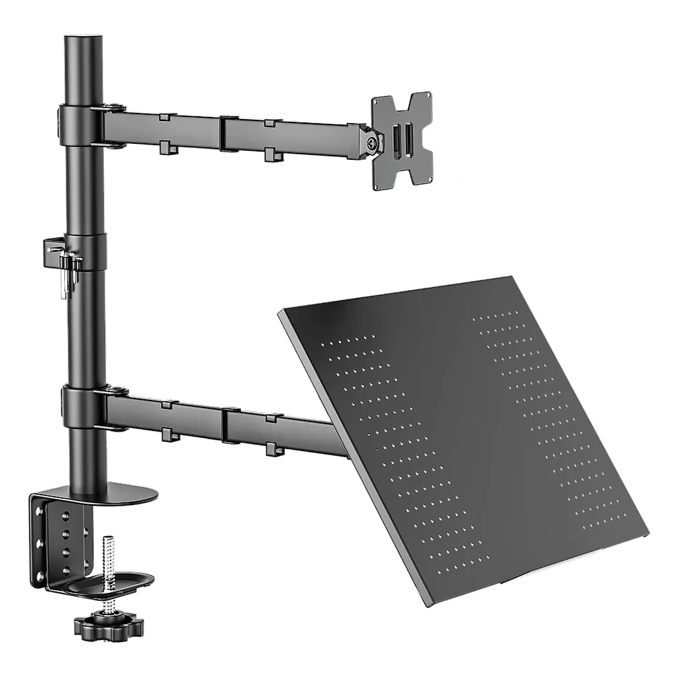 BAZIK suporte articulado com braço de monitor e bandeja removível para notebook
