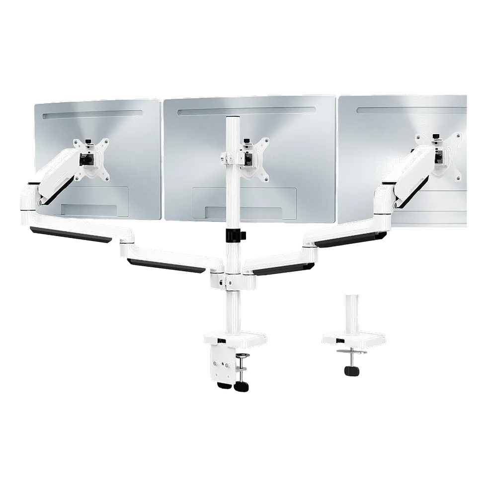 MOUNT PRO suporte triplo articulado branco com pistão a gás e giro em cada braço