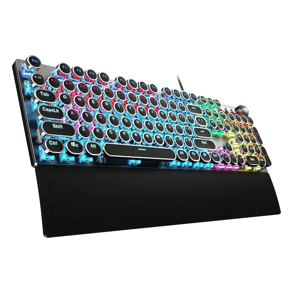 AULA F2088 teclado mecânico full-size estilo typewriter com RGB e descanso de pulso