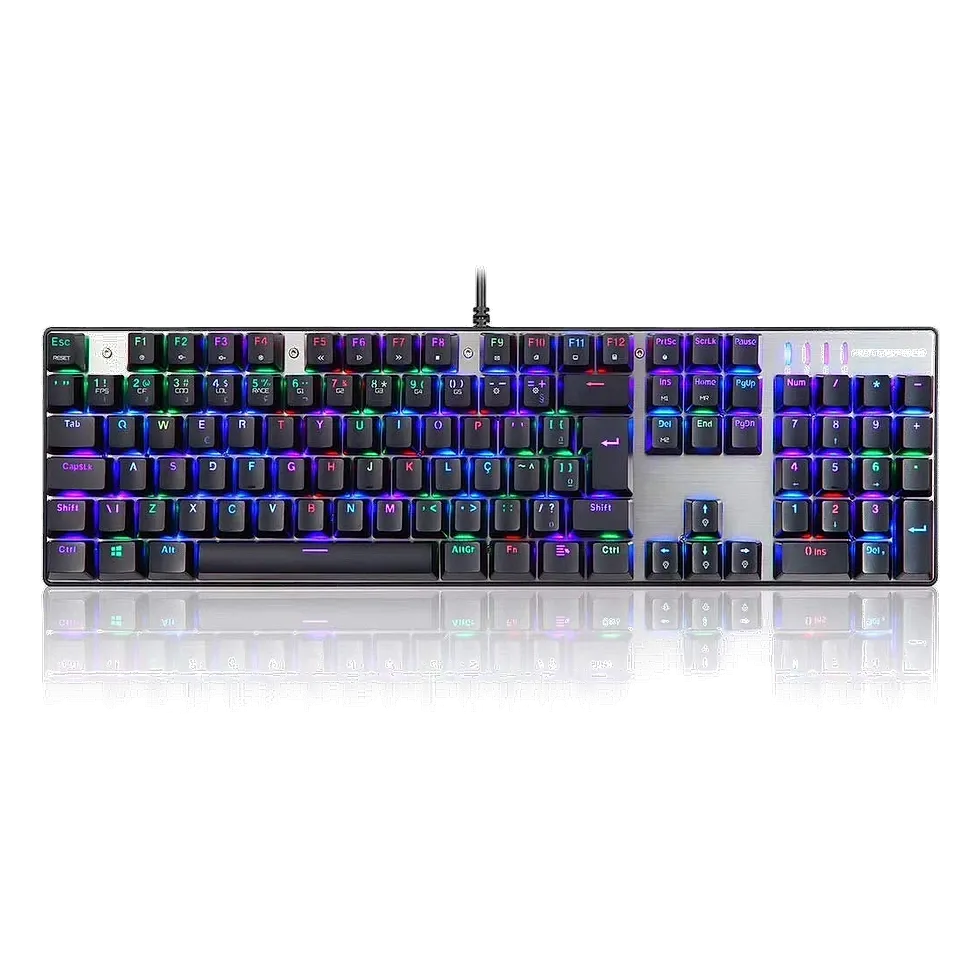 Motospeed CK104 teclado mecânico full-size ABNT2 com switch linear Red e RGB