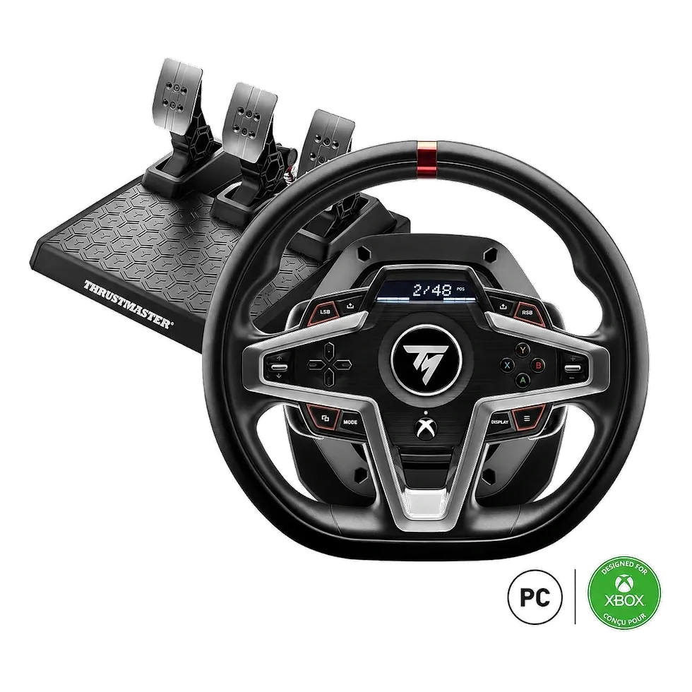 Thrustmaster T248 Xbox — 3º lugar Thrustmaster T248 Xbox — volante híbrido com RaceDash e pedais T3PM