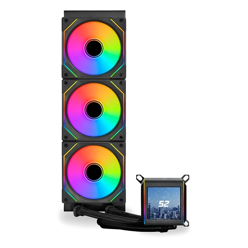 Lian Li Galahad GA II LCD SL-INF, water cooler AIO preto com tela LCD de 2,88 polegadas