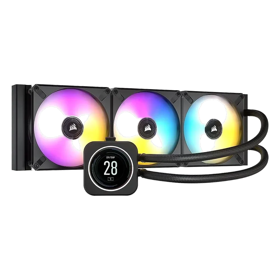 Corsair iCUE H150i Elite LCD 360mm AIO com display na cabeça da bomba e ventoinhas RGB