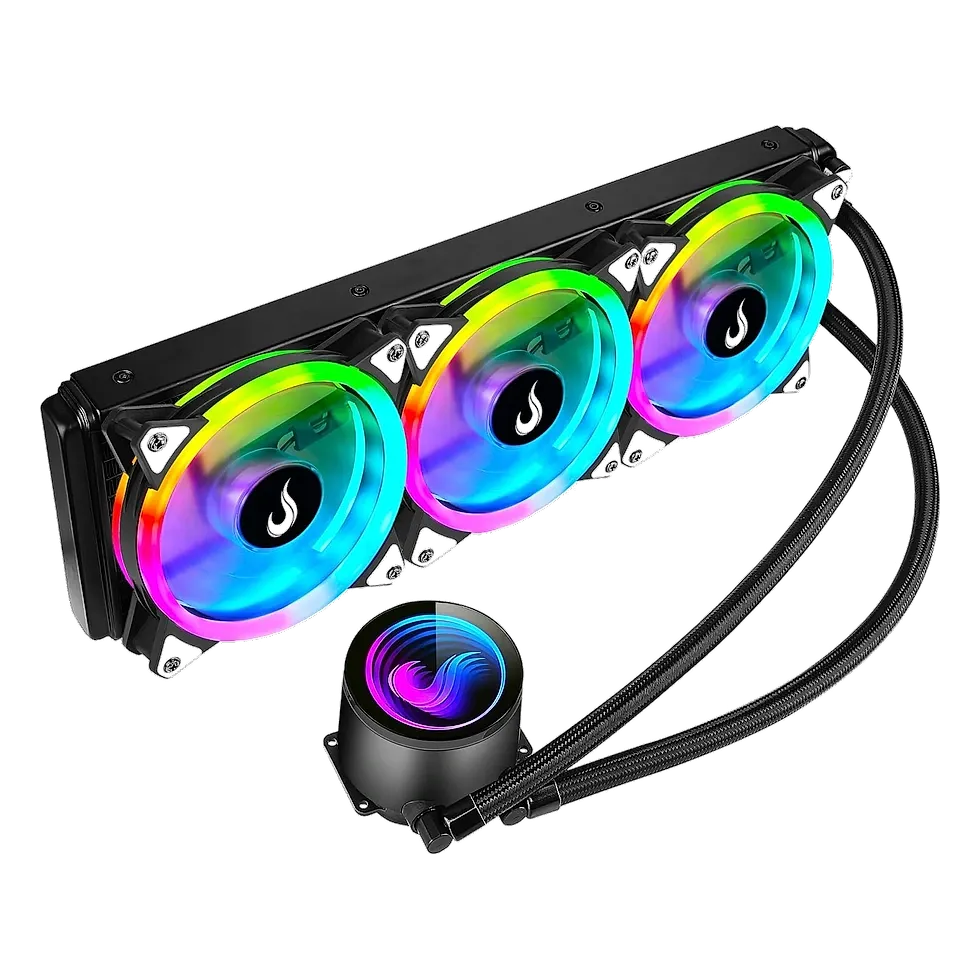 Rise Mode Black ARGB 360mm water cooler AIO com ventoinhas ARGB para gabinete mid-tower