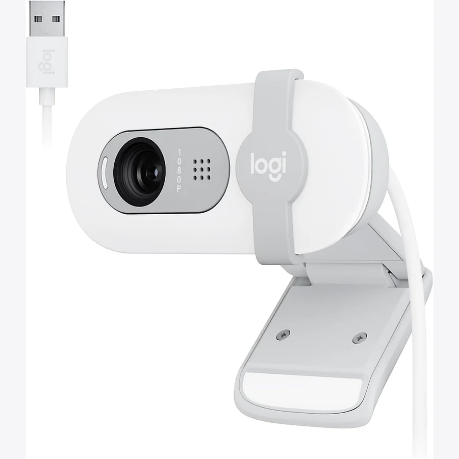 Logitech Brio 100 webcam compacta Full HD com USB-C e correção automática de luz RightLight