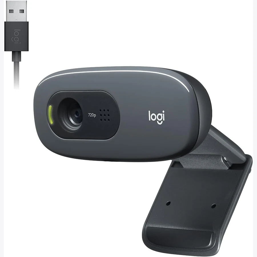 Logitech C270 HD webcam 720p com microfone embutido e conexão USB plug and play