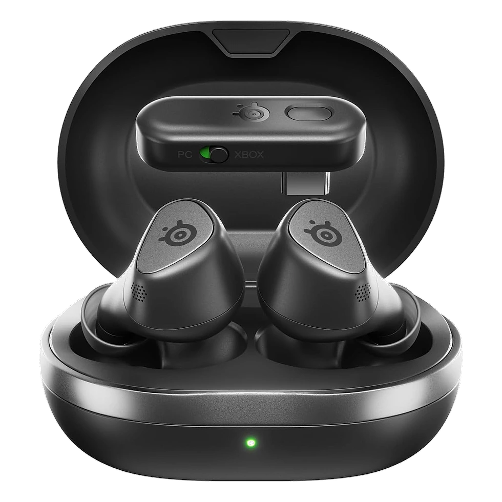 SteelSeries Arctis GameBuds preto com estojo sem fio e adaptador USB para jogos