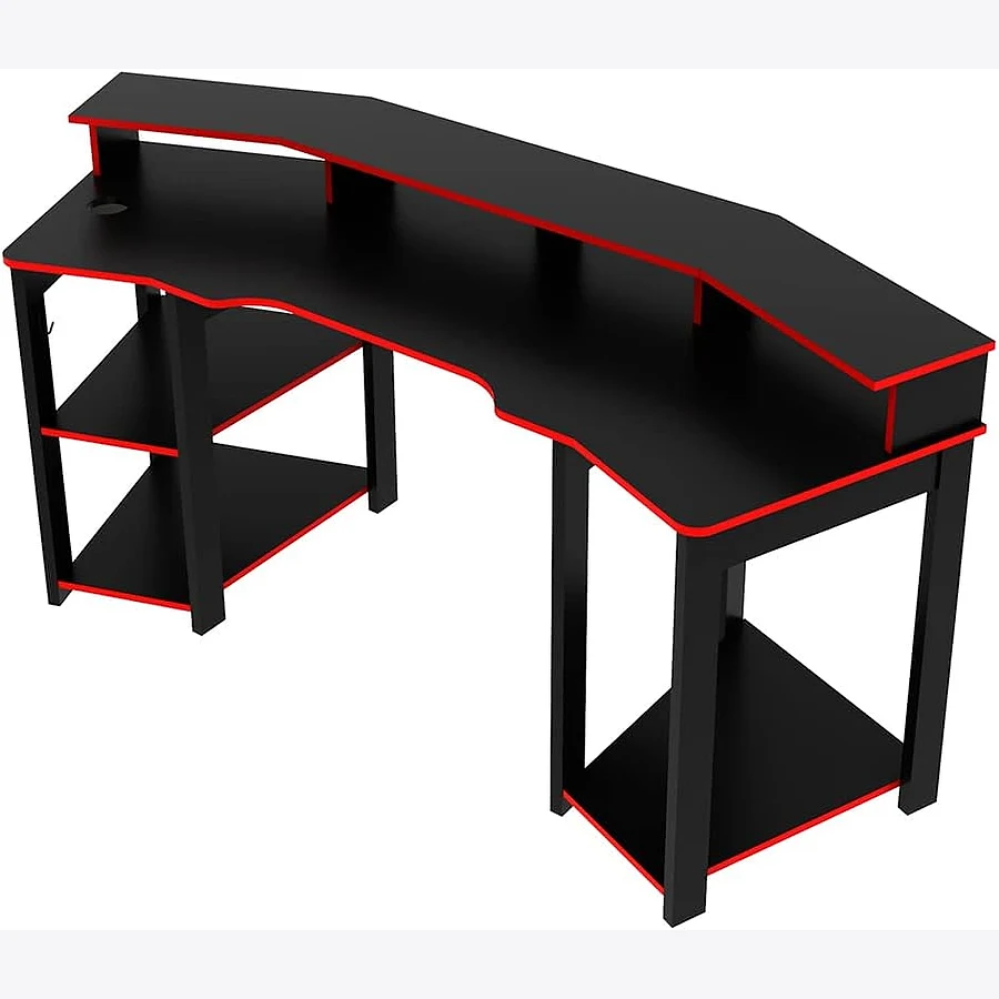 Tecno Mobili ME4167 mesa gamer com prateleira superior de aco para dois monitores de 27 polegadas