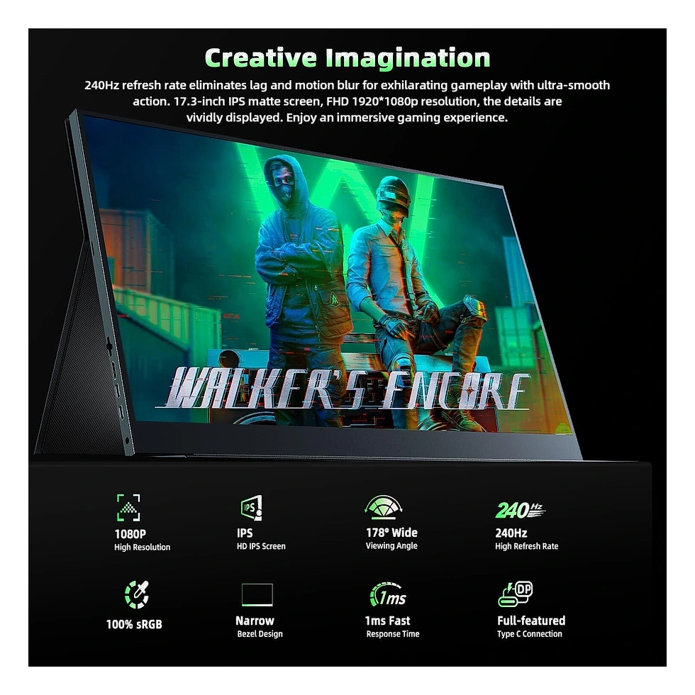 UPERFECT portátil de 17,3 polegadas com painel IPS Full HD e taxa de 240Hz