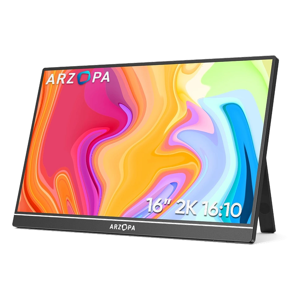 ARZOPA Z1RC portátil de 16 polegadas 2,5K no formato 16:10 com suporte