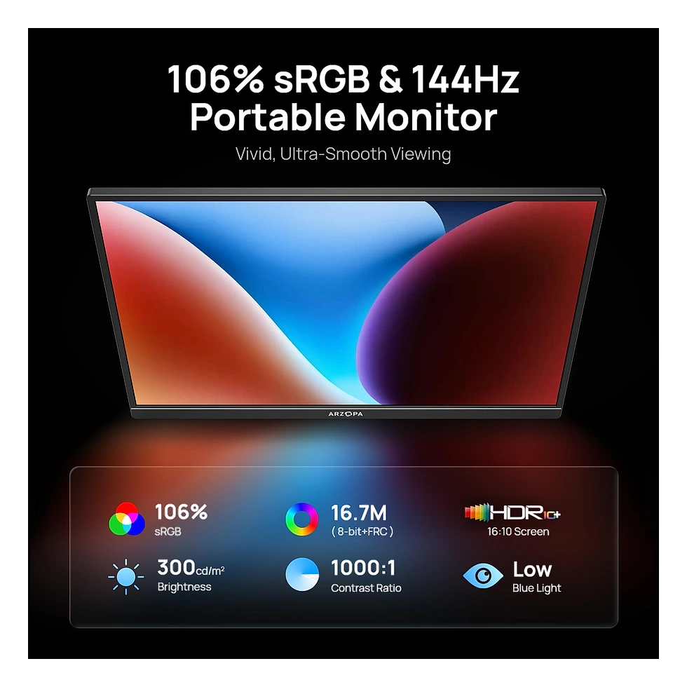 ARZOPA Z1FC portátil de 16,1 polegadas Full HD com HDR e taxa de 144Hz