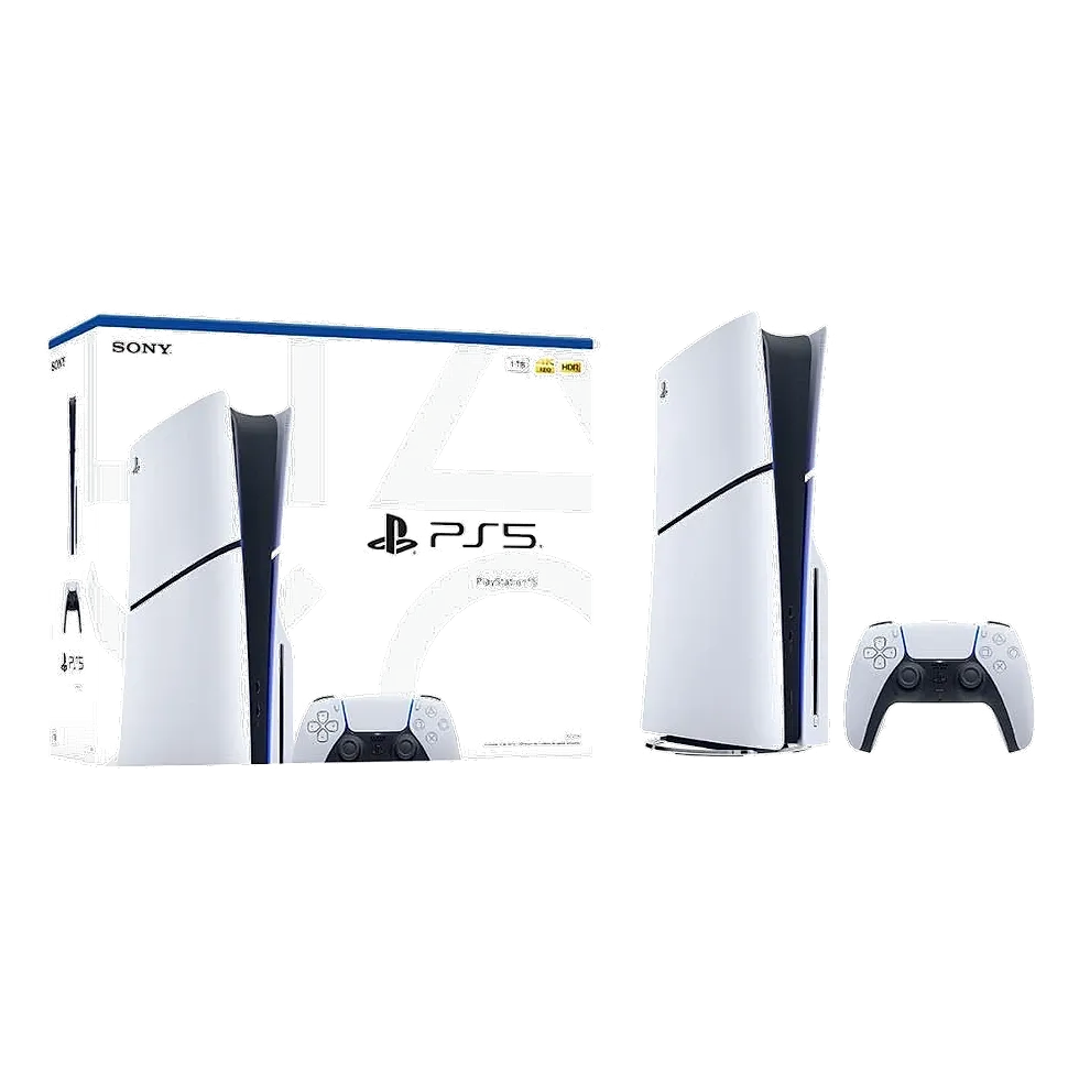 PlayStation 5 Slim padrão com leitor de disco e controle DualSense branco